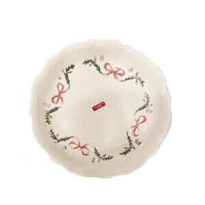 Matceramica Portugal Christmas Bows Stoneware Platter Holiday Serving Tray